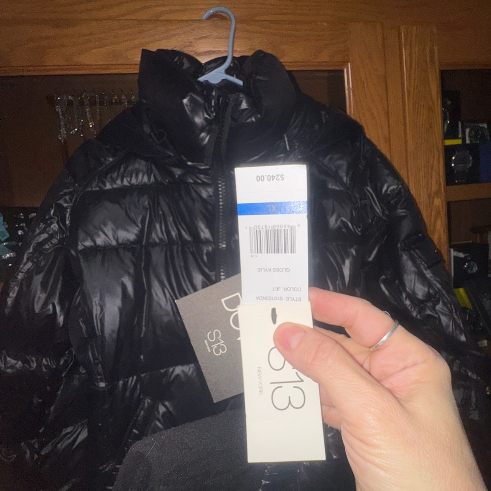Glossy Black S13 Kylie Puffer Jacket - Picture 7 of 8